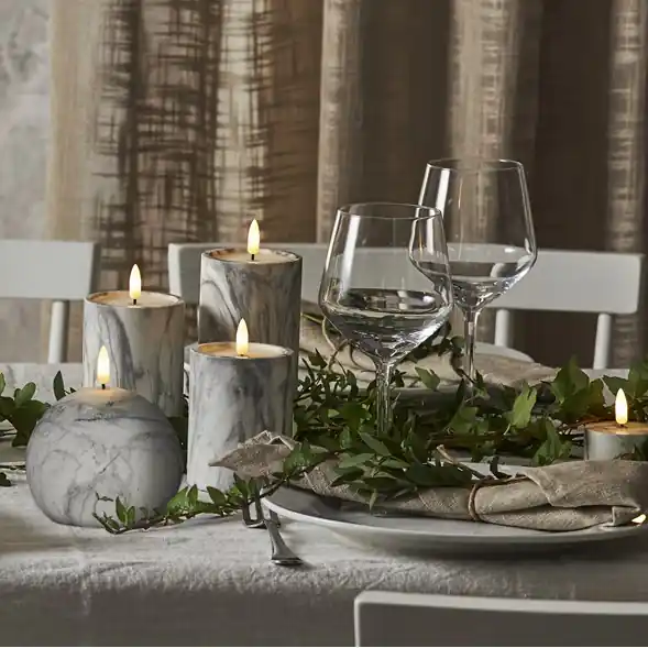LED Blockljus Flamme Marble Nedsatt pris