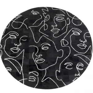 Säker betalning Matta Art Faces - Svart, Ø250cm