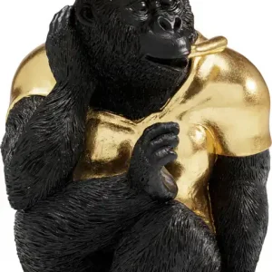 Dekorfigur Glam Gorilla - Guld, Svart, 26cm risnedsättning