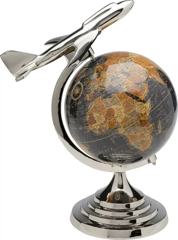 Kampanjpris Dekor Globe Top Plane - Jordglob Med Plan, 39cm