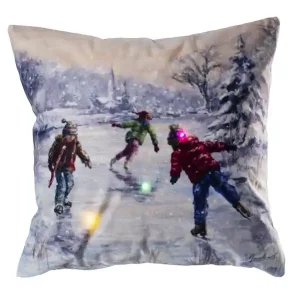 Expressleverans Kuddfodral med julmotiv och LED ljus lekande barn 1-Pack