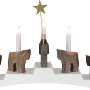 Adventsljusstake Star Trading Staffans Fålar Vit 29cm Lägg i varukorgen