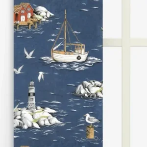 Premium Panelgardin Arvidssons Textil Fiskeskär Mörkblå 43x240cm 2-Pack