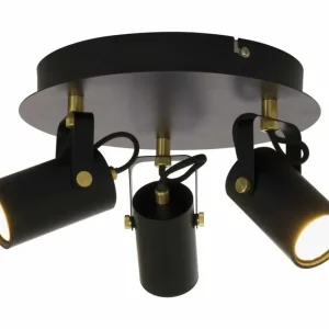 Takspotlight Aneta Lighting Cilindro Svart/Mässing 3L Ø29cm Handla nu