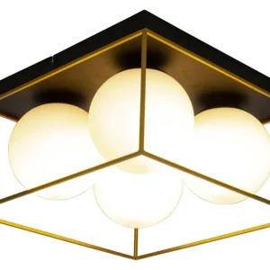 Plafond Aneta Lighting Astro Svart/Guld/Opalvit 36cm Endast denna vecka