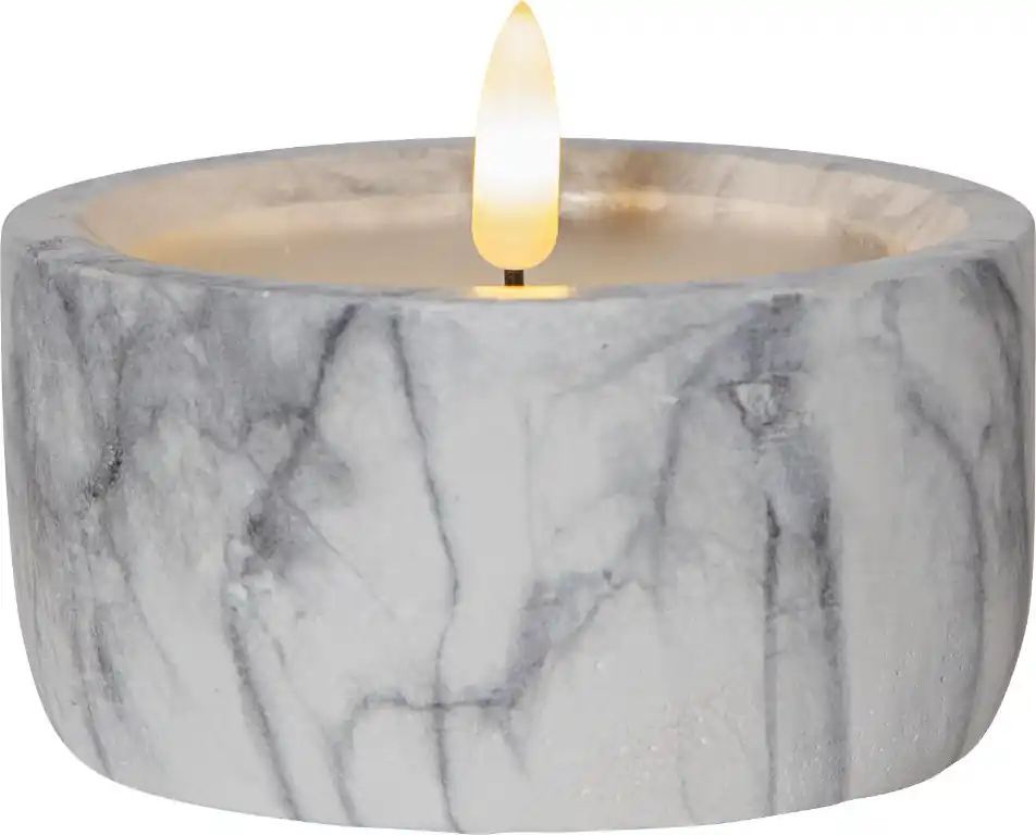 Blockljus LED Star Trading Flamme Marble Grå 10x7,5cm Expressleverans