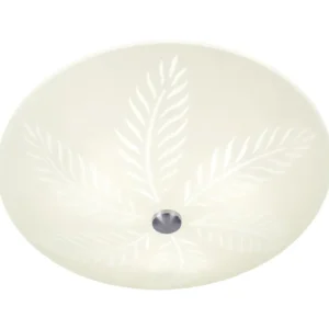 Plafond Glas Aneta Lighting Palmblad Vit/Stål 42cm Fri frakt