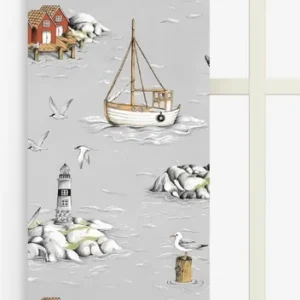 Sänkt pris Panelgardin Arvidssons Textil Fiskeskär Grå 43x240cm 2-Pack