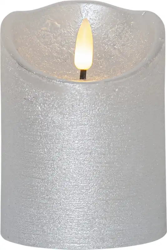 Rea Blockljus LED Star Trading Flamme Rustic Silver 7,5x10cm