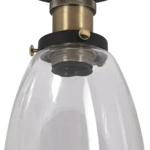 I lager Taklampa PR Home Kappa Svart/Mässing Klarglas 14cm IP23