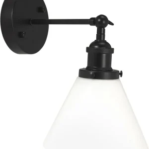 Köp online Vägglampa PR Home Lambda Svart Opalglas IP23 28cm