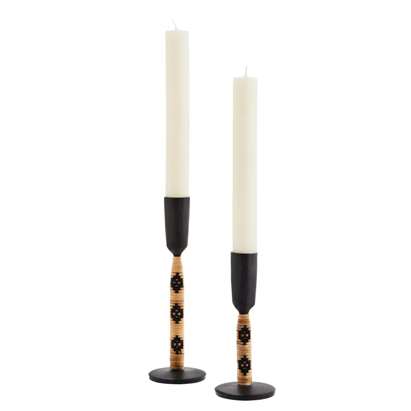 Utförsäljning Madam Stoltz Ljusstake Järn Natur/Svart 2-Pack
