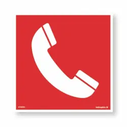 Erbjudandepris Skylt Brand Nödtelefon 200x200 mm - Plast