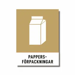 Återvinningsdekal Pappersförpackningar 140x190 mm - 3st/fp. Snabb frakt