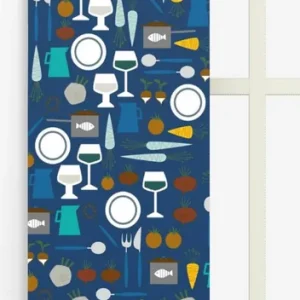Rabatter Panelgardin Arvidssons Textil Dinner Mörkblå 43x235cm 2-Pack