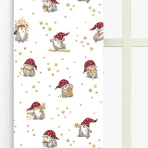 Panelgardin Arvidssons Textil Stjärnglans Offwhite/Röd 43x240cm 2-Pack Utförsäljning