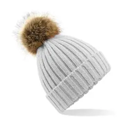 Faux Fur Pop Pom Chunky Beanie Begränsad tid