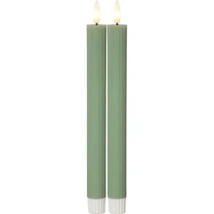 Bästa pris Kronljus LED Star Trading Flamme Stripe Grön 2-Pack 25cm