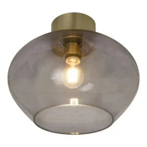 Plafond Glas Aneta Lighting Bell Mässing/Rökfärgad 35cm Premium