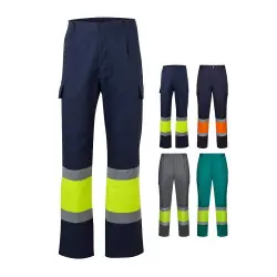 Begränsat erbjudande VL ARTEMIS. Tvåfärgade byxor, i twill (190g/m²), bomull (20%) och polyester (80%)