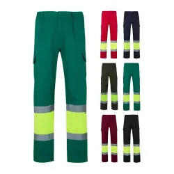 VL POSEIDON. Tvåfärgade byxor i twill med flera fickor (210g/m²), i bomull (20%) och polyester (80%) Snabb frakt