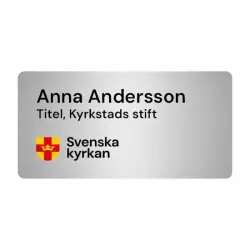 Namnbricka metall, 60x30 mm, Silverfärgad, 4-färgs Fri frakt