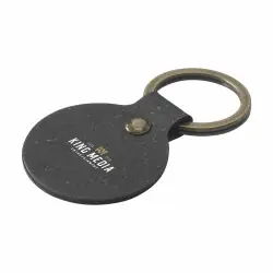 Fri frakt Recycled Leather Keyring Round nyckelring