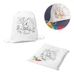 Outlet DRAWS. Barnväska med gympapåse för färgläggning (80 g/m²)