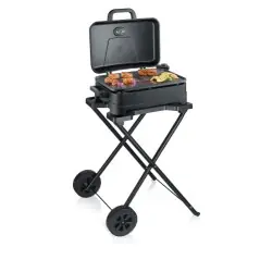 Elgrill med grillplatta, lock och stativ PG 8598 Kampanj