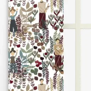 Panelgardin Arvidssons Textil Trädgård Vinröd/Turkos 43x240cm 2-Pack risnedsättning