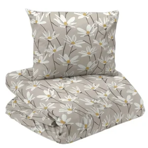 Blommigt Påslakanset Ylva Linnebeige/Vit 150x210cm Redlunds Snabb frakt