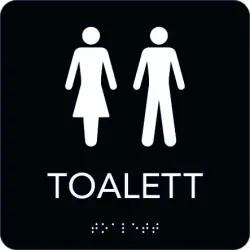 Begränsat erbjudande Taktil skylt Toalett 150x150 mm, Svart med vit text