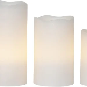 Blockljus LED Star Trading May Vit 3-Pack 7,5x10/12,5/15cm Rabatter