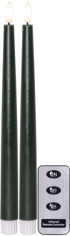 Beställ nu Kronljus LED Star Trading Flamme Slim 2-Pack Grön 28,5cm