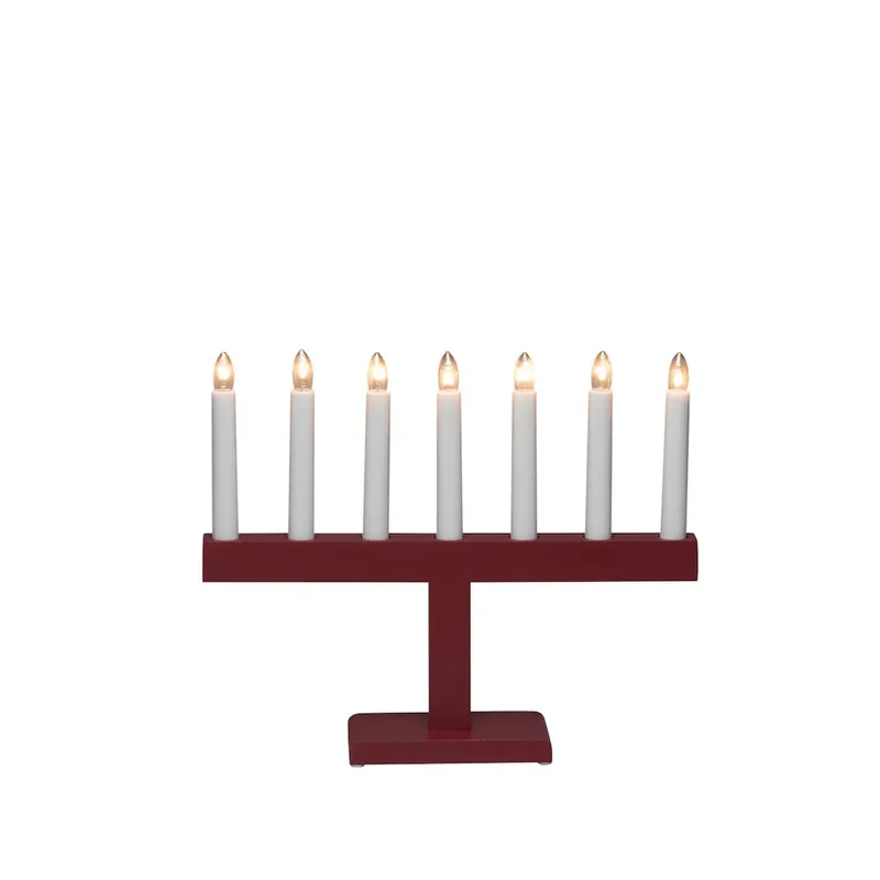Konstsmide Adventsljusstake Trä Röd 7L 27cm Snabb leverans