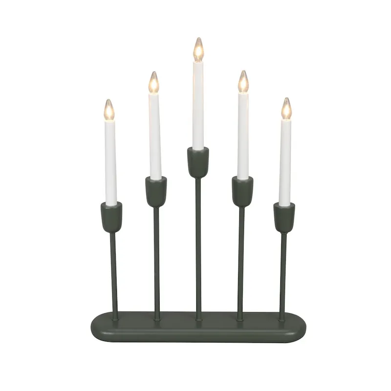 Konstsmide Adventsljusstake LED Trä/Metall Grön 5L 53,5cm Nedsatt pris