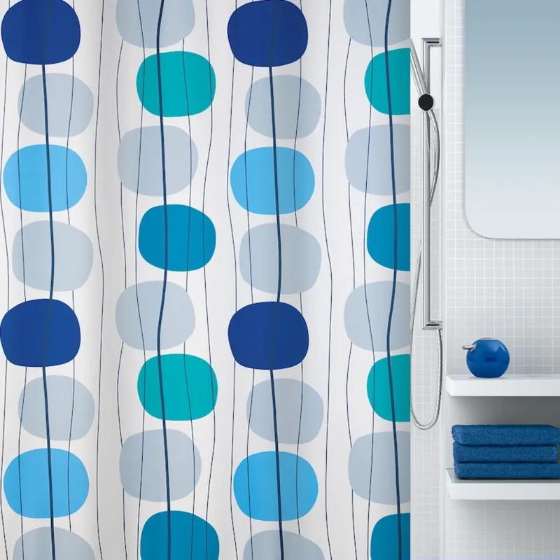 Duschdraperi Med Tyngdband Spirella Mobile Blå 180x200cm Kampanjpris