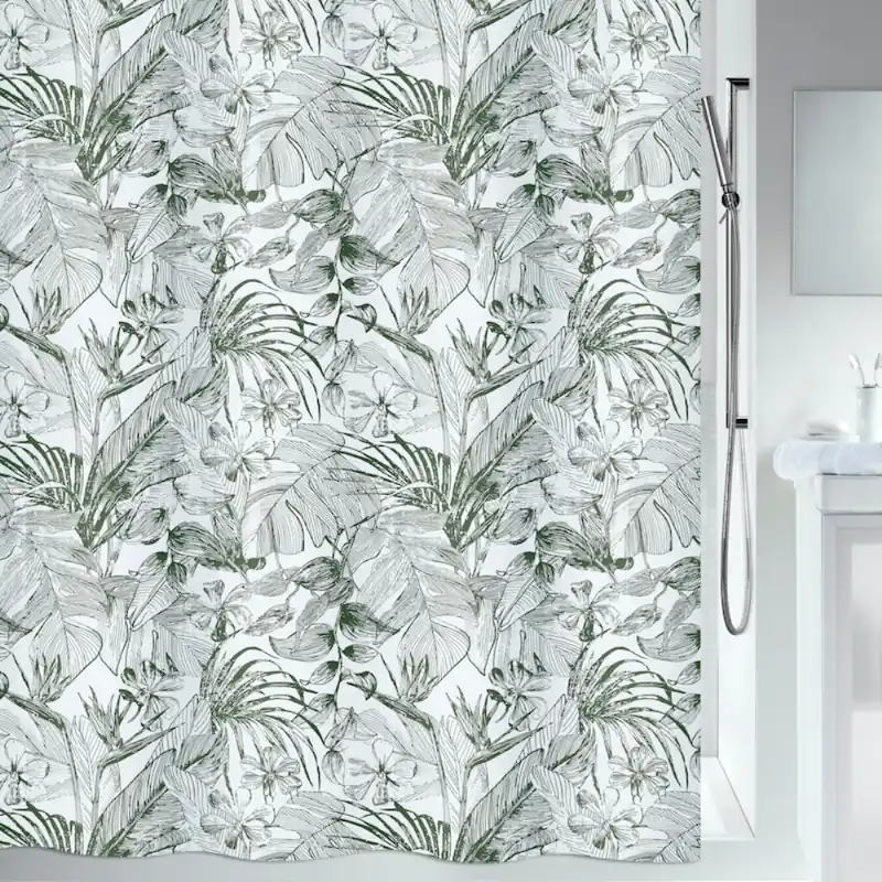 Duschdraperi Med Tyngdband Spirella Tropic Mörkgrön 180x200cm Lägg i varukorgen
