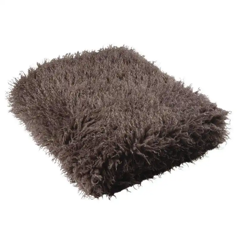 Bästa pris Fuskpälspläd Curly Brun 120x150cm Fondaco