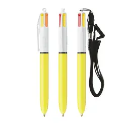 risnedsättning BIC® 4 Colours Sun kulpenna + Lanyard