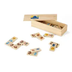 DOMIN. Trädomino-spel för barn med 28 bitar med djurfigurer Kampanj