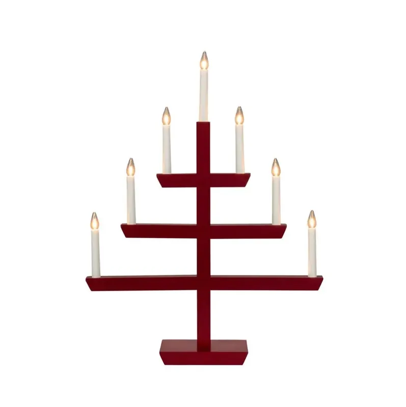 Adventsljusstake Trä Röd 7L 61cm Konstsmide Reapris