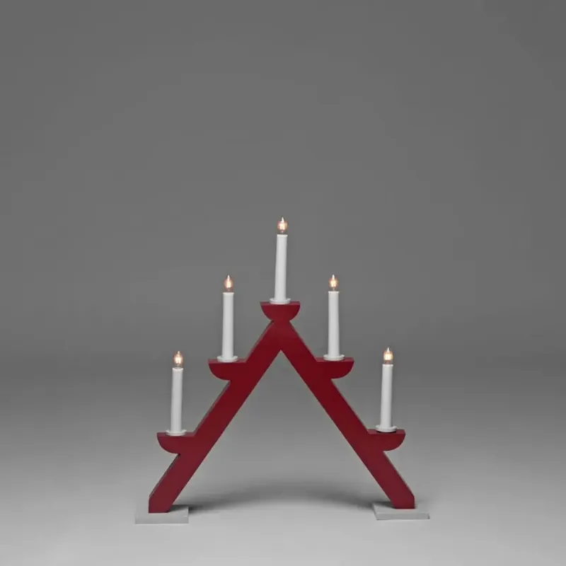 Adventsljusstake Trä Röd/Grå 5L 44cm Konstsmide Köp online