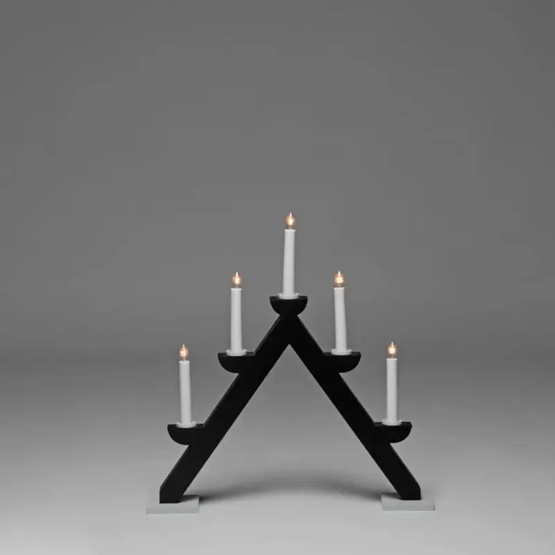 Adventsljusstake Trä Svart/Grå 5L 44cm Konstsmide Begränsat erbjudande