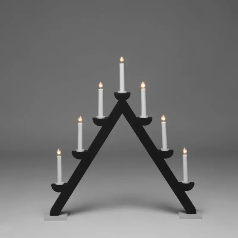 Adventsljusstake Trä Svart/Grå 7L 56cm Konstsmide Lågt pris