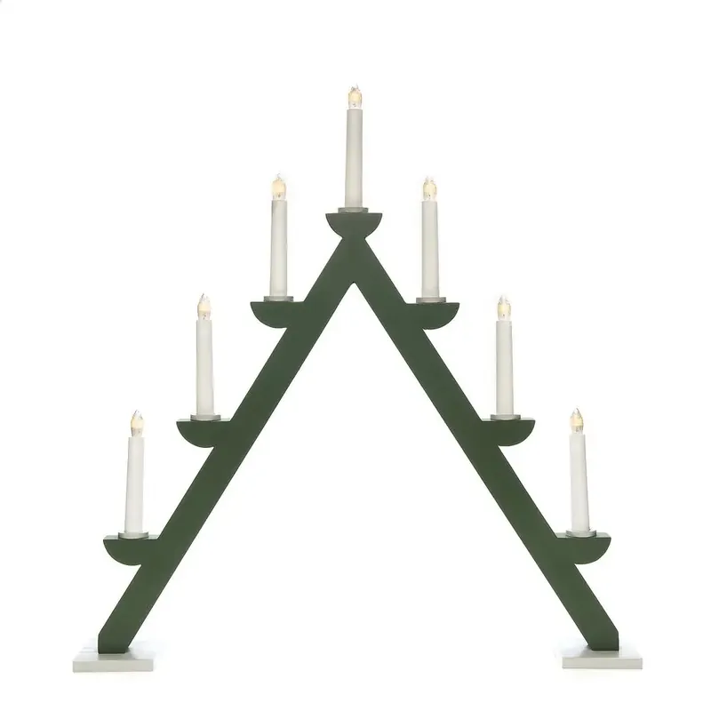 Beställ idag Adventsljusstake Trä Grön/Grå 7L 56cm Konstsmide