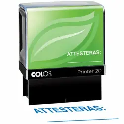 Erbjudande Standardstämpel "Attesteras" 37x13 mm - Colop Printer Green Line 20/L, Blå