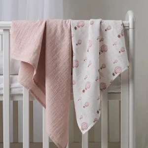 Babyfilt Borganäs of Sweden Ballong Muslin Rosa 70x70cm 2-Pack Handla nu