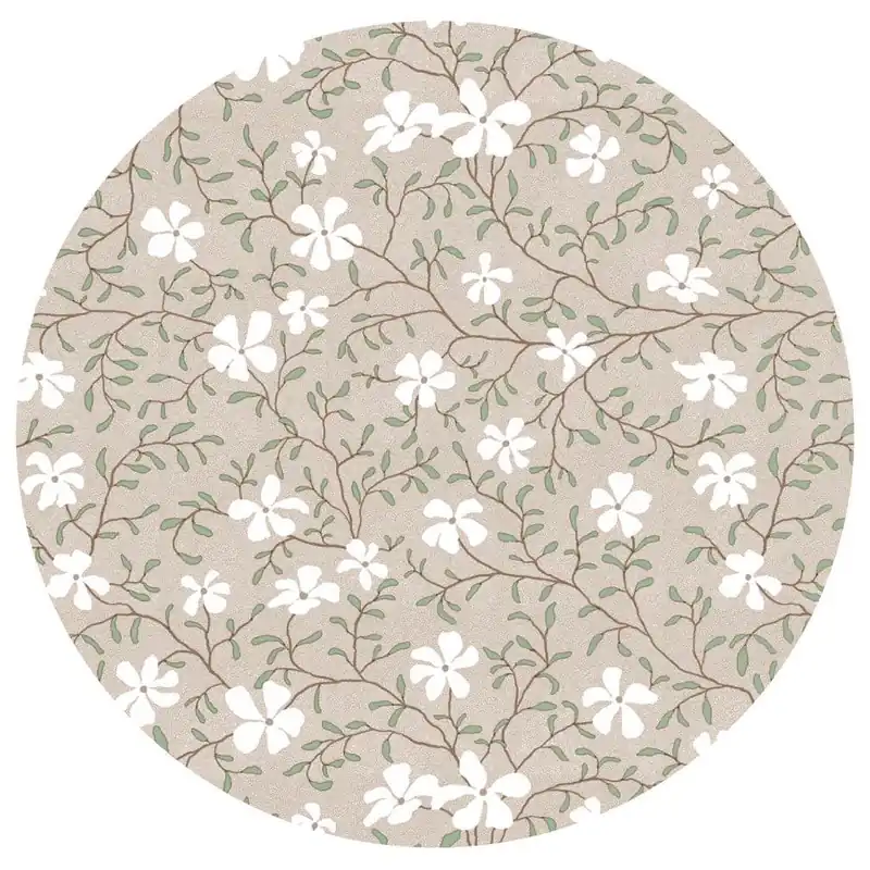 Rund Vaxduk Nina Royal Småblommig Beige/Grön Ø140cm Bästa pris