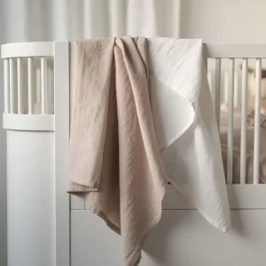 Babyfilt Borganäs of Sweden Muslin Sand/Vit 70x70cm 2-Pack Fynd